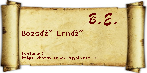 Bozsó Ernő névjegykártya
